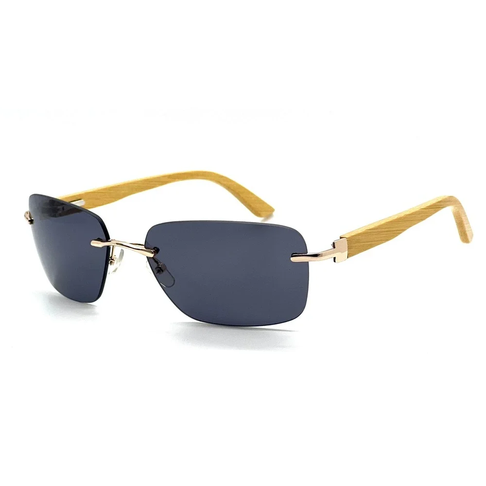 Sunglasses Men Dark Black Lens Driving Fishing Wood Frame Street Designer HipHop